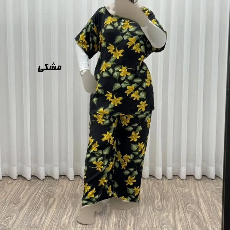 ست بلوز شلوار زنانه نخی فری سایز بزرگ مناسب تا سایز 54 چهارفصل